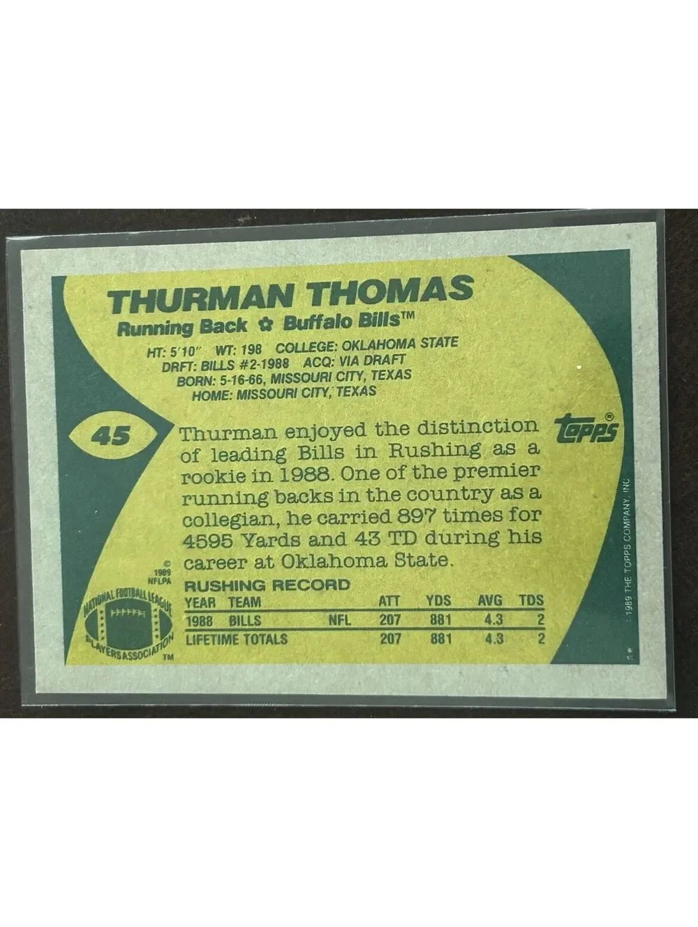 Topps thurman thomas